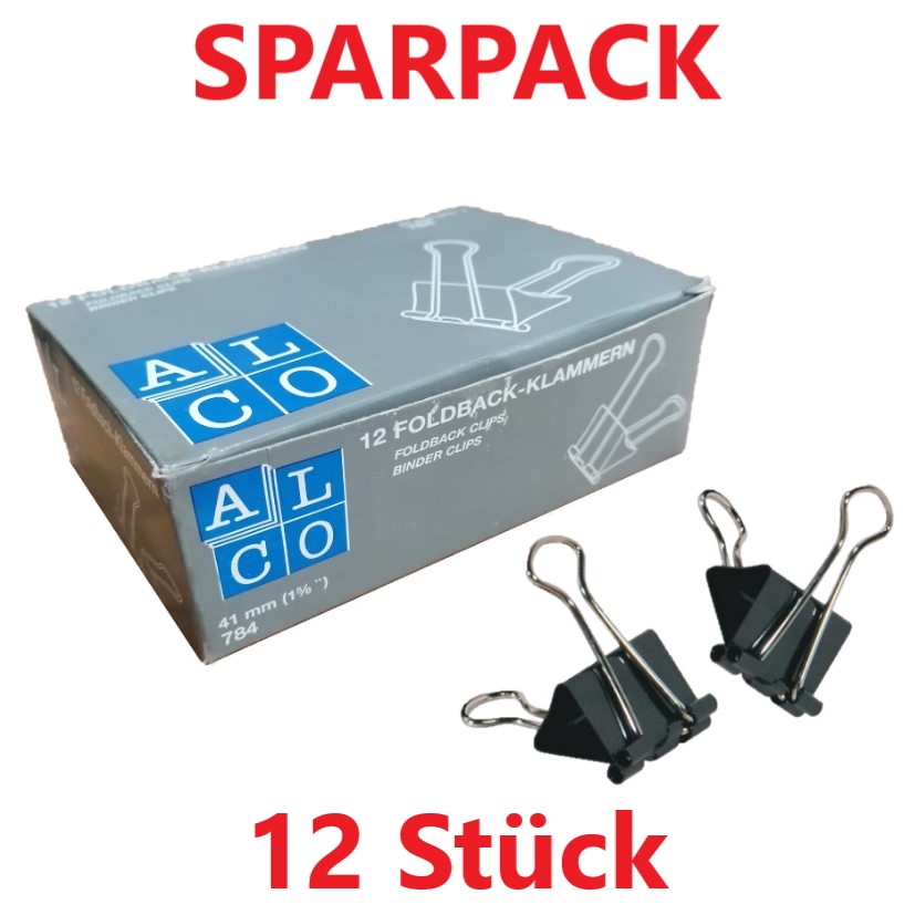 SPARPACK, 12 Stück Foldback Klammer 41 mm schwarz, Malutensilien